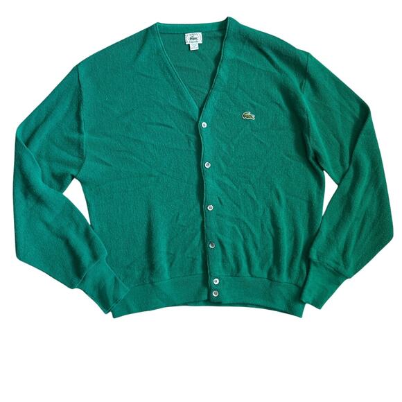 Vintage Izod Lacoste Green Grandpa Cardigan Sweater Size XL - Picture 7 of 9
